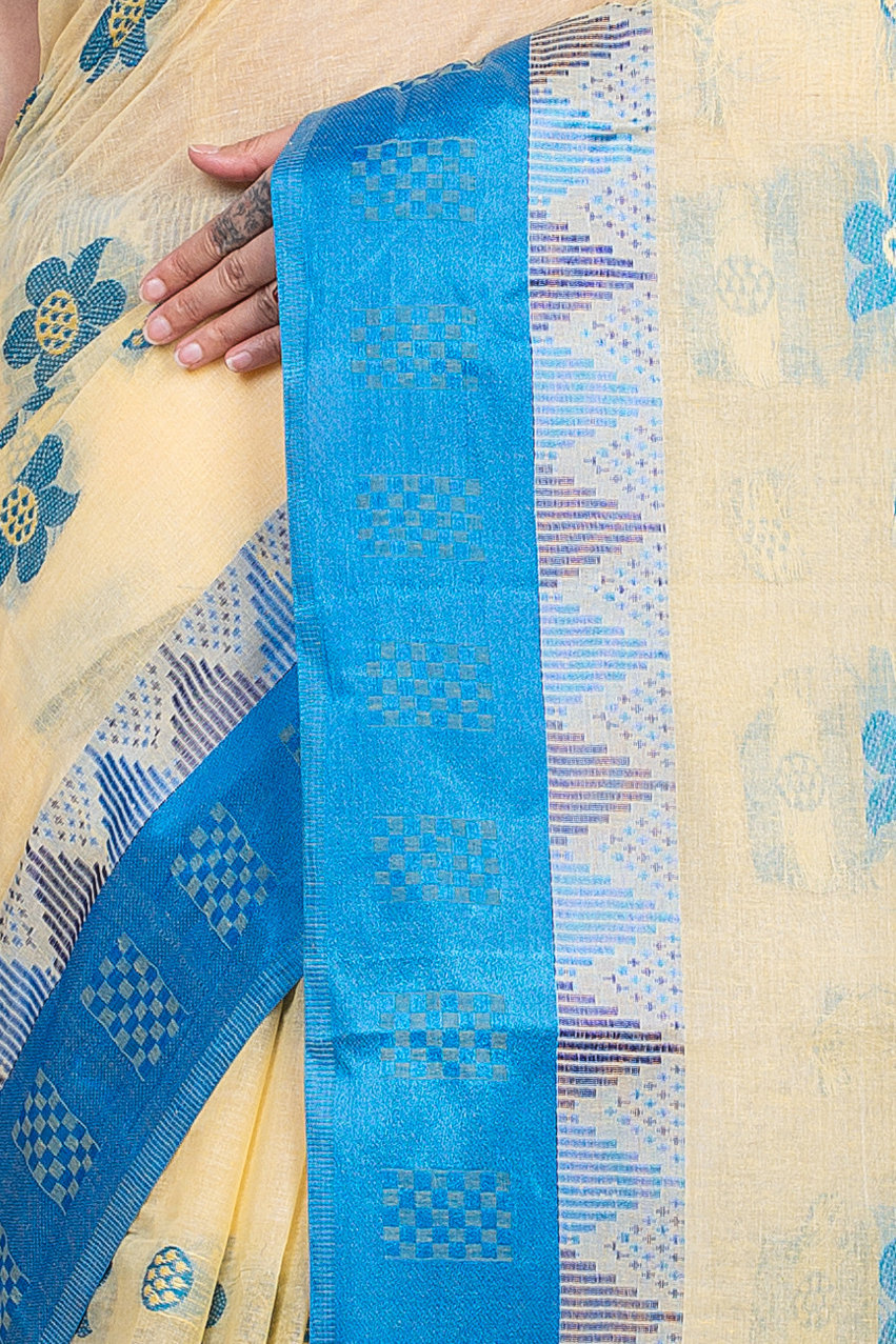 Sky Blue Pure Cotton Palasful Tant Saree (897)